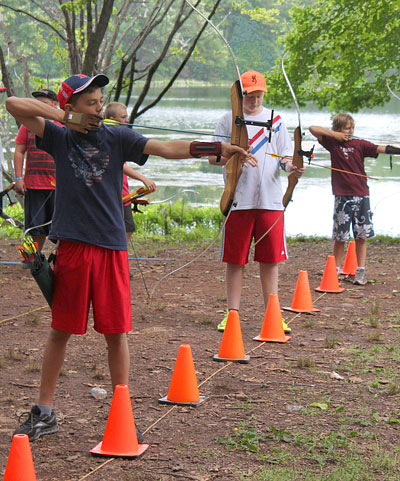 Kids shooting archery